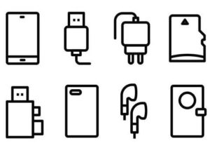 phone accessories icon pack vector