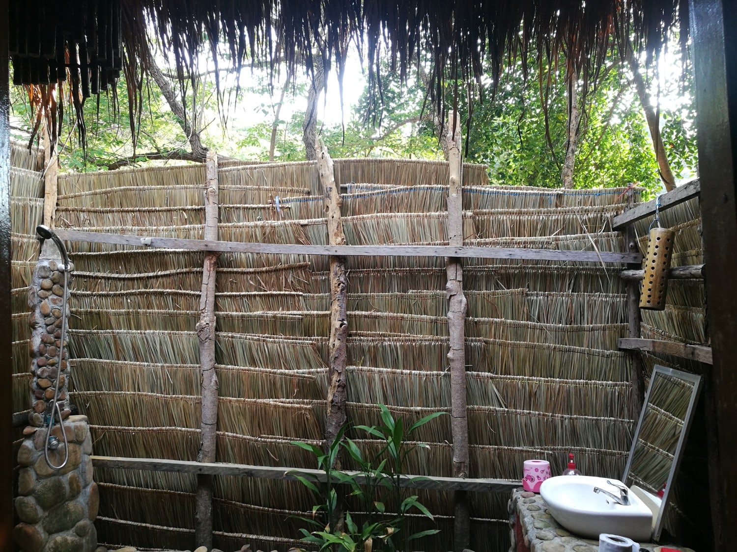 open air shower in bungalow naturebels